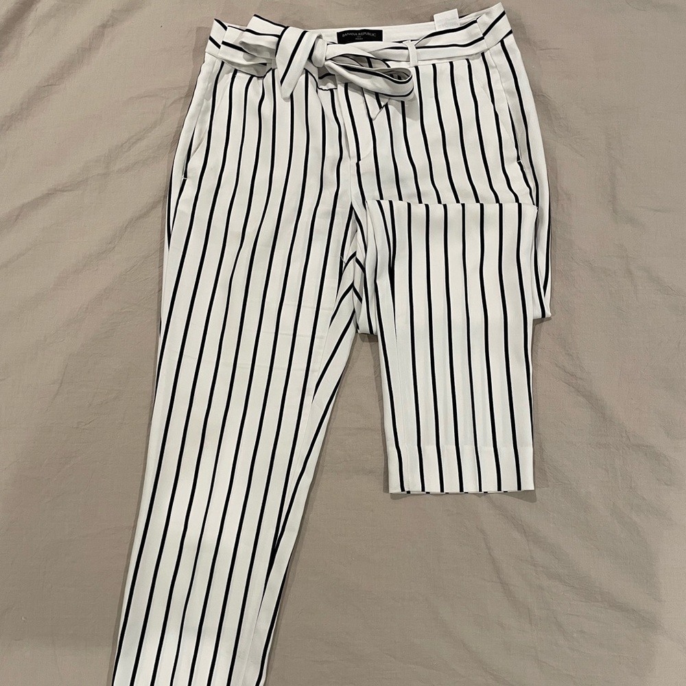 Striped banana republic paper bag dress pants